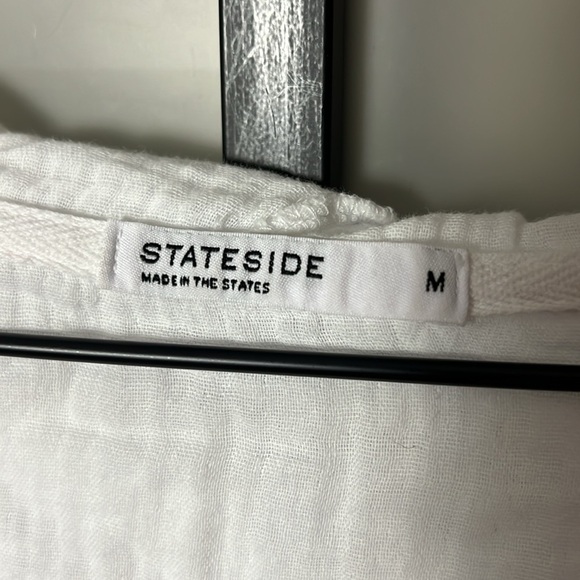 STATESIDE Crinkled Gauze Hoodie In White Size Medium - Picture 4 of 5